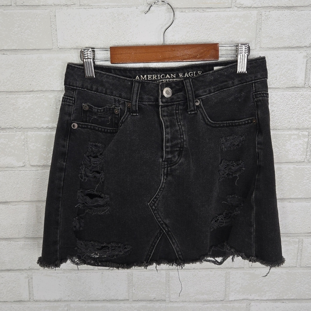 AEO black‎ jean mini skirt